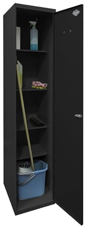 Simon Rack Armario Escobero Metálico 1800x400x400 mm - Simonlocker | 1 Puerta, 4 Estantes, Incluye 2 Llaves, Antracita, Pintura anticorrosión