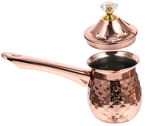 TOPBATHY Rose Gold 600Ml Turkish Coffee Pot Milk Foam Cup for Induction Hob Stainless Steel Cezve with Precision Spout for Home Use