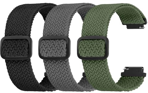 Ecogbd Elastiskt nylonarmband, ersättningsarmband, 16 mm, 18 mm, 20 mm, 22 mm, snabbfrigörande klockrem, sportrem i mjukt tyg, justerbar och ventilerande, för kvinnor och män, 18mm, Nylon