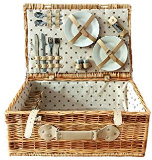 HAVVMK Picknicktaschen Picknickkorb für 2 Personen Korbset mit Picknickkorb Besteckset für Camping Outdoor Perfektes Hochzeits-, Jubiläums- oder Geburtstagsgeschenk Reisen Camping