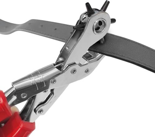 WISEUP Perforatrice de ceinture - Pince rotative - Robuste - 6 tailles de trous multiples - Pour cuir, ceintures, colliers de chien, sacs, outils de poinçonnage