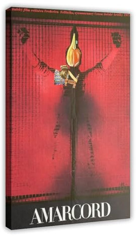 AMARCORD Großes Original Tschechisches Filmplakat Italienischer Klassiker Federico Fellini 1974 70er Jahre Kino Wandbehang Vintage Wohnkultur Leinwand Poster Wandkunst Dekor Druck Bild Gemälde für L