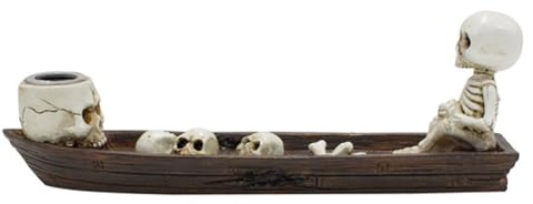 Halloween Räucherstäbchenhalter, Totenkopf Räucherstäbchen Halter Skelett Incense Holder Räuchergefäß Weihrauchhalter Brenner Dekor Räucherkegel Halter mit Boot für Halloween Wohnzimmer