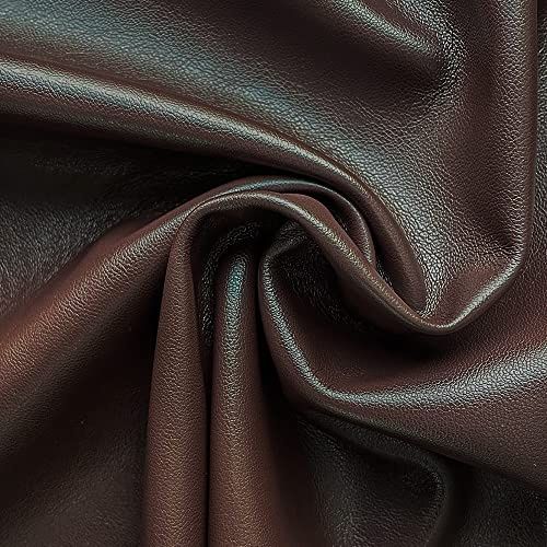 Kunstlederstoff, 1 Yard, weiches, einfarbiges PU-Marine-Vinyl, 0,9 mm dick, perfekt für Sofas, Autositzbezüge, Polstermöbel, Näharbeiten und Heimwerkerprojekte – 137 cm x 91 cm (Dunkelbraun)