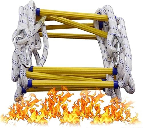 GAGULHAH Strickleiter Feuerleiter, Feuerleiter, Notleiter, schwer entflammbare Sicherheitsstrickleiter mit Haken, schnell einsetzbar und einfach zu bedienen, kompakt