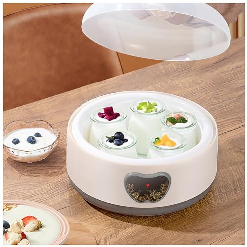 MLKHESY Máquina para Hacer Yogur probiótico con 5 Tazas para Servir, máquina para Hacer Yogur a Temperatura Constante, para un Mejor Funcionamiento intestinal, máquina automática para Hacer Yogur