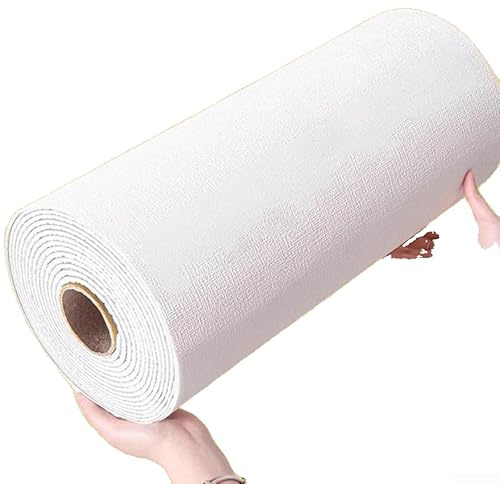 babominimer Einfarbige strukturierte Tapete, 50 cm x 10 m, 3D-Schaumstoff-Leinen-Wandaufkleber, Dekoration, selbstklebend, wasserdicht und feuchtigkeitsbeständig, Tapete für Küche, Wohnzimmer,