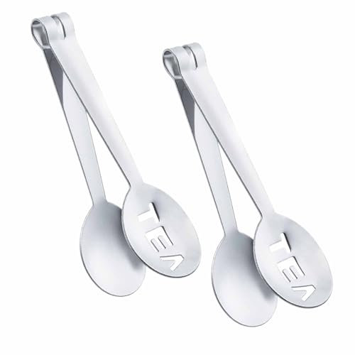 2 Pack Tea Bag Squeezer Tongs Tea Bag Strainer Tea Bag Spoon Mini Sugar Clip Kitchen Bar Ice Cubes Tools Stainless