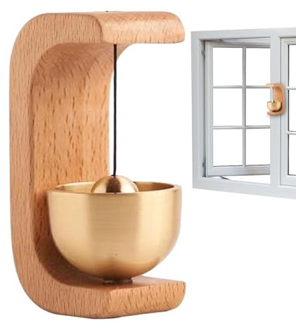 Sonnette de Porte en Bois, Carillon de Porte en Bois, Sonnette de Porte décorative en Bois, Petit Carillon de Porte en Laiton pour Portes en Fer, Restaurant, Sonnette légère pour Ornement intérieur