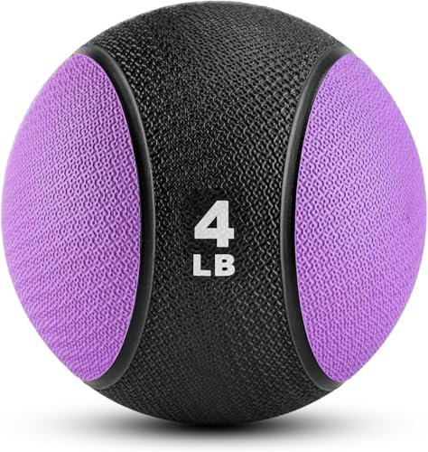 FLNMFPRO Gewichteter Medizinball – rutschfeste Gummischale und Dual-Textur-Griff für Rumpfstärke, Balance und Koordinationstraining, mehrere Gewichte und Farben erhältlich, 1,8 kg