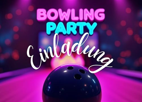 ZETTMANN Bowling Einladungskarten Kindergeburtstag – 10er Set – Neon Party & Glow Geburtstag Einladungen für Jungen & Mädchen – Doppelseitig DIN A6 – Premium Druck