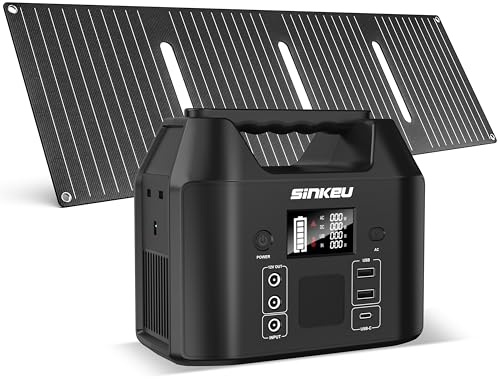 SinKeu 96Wh Portable Power Station with Solar Panel 40W, 30000mAh LiFePO4 Battery Solar Generator has 230V 150W AC Outlet/12V DC/USB, Backup Power for Camping Picnics Garden & Home Emergency