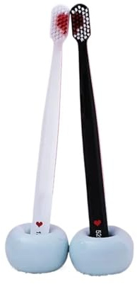 Handzahnbürste 2 stücke Weiche borsten Zahnbürste Schwarz Weiß Herz Paar Pinsel Zähne Erwachsene Zahnbürste Pflege Reise Essentials Bürste(Black and White)