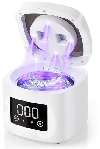 CIGAA Ultrasonic Retainer Cleaner Machine - Mouth Guard Cleaner 45kHz with 3 Modes for Denture Cleaning Pod,Toothbrush | 200ML Ultrasonic Dental Cleaner for Nightguards, Braces, Mouthguards, Jewelry