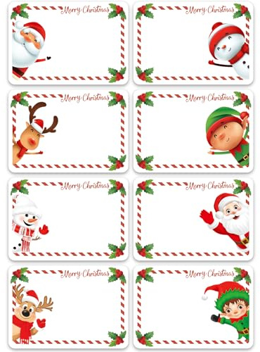 Xyxu Christmas Sticky Labels, 120pcs Christmas Labels Stickers, Sticky Gift Tags for Presents Christmas 7x5cm Self Adhesive Xmas Writable Present Sticker Label for Gift Wrapping