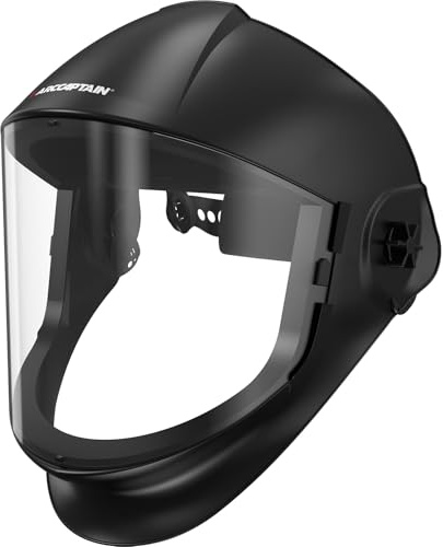 ARCCAPTAIN Anti-Fog Panoramic Full Face Shield, Clear Polycarbonate Full Face Mask with Impact Protection and Adjustable Ratcheting Headgear, ANSI Z87.1 Certified for Grinding and Cutting