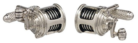 Gemelli per camicia con mulinello da pesca con pescatori, presentati in una scatola GS