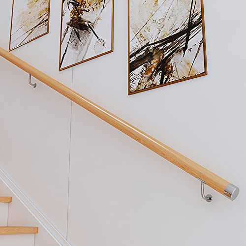 Kit complet d'escalier avec capuchons pour intérieur et extérieur, balustrade murale en bois, barre d'appui de sécurité antidérapante (taille : 150 cm)