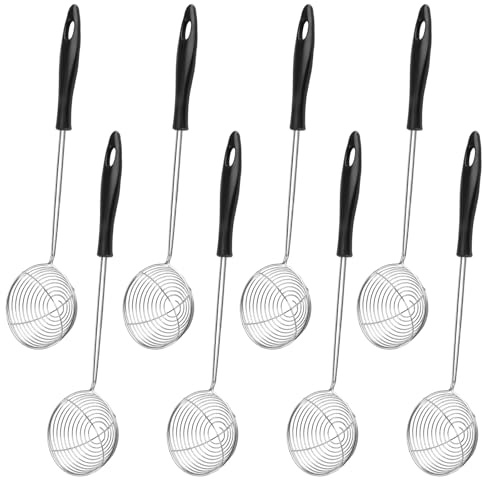 8 Stück Edelstahl Küchensieb, Fondue Sieb, Schaumlöffel mit Griffen