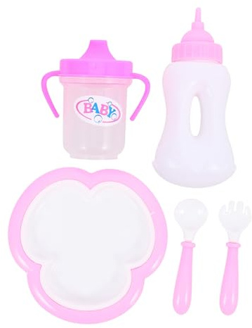Beaupretty Lot de Biberon de Lait Miniature et Couverts pour Poupée Accessoires de Jeu D’Imitation Jouet pour Garçon et Filles Présent pour Anniversaire ou Baby Shower pour Maison de Jeu 1 Set