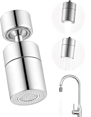 GHPKOTW 1 Pezzo 360° Girevole Rubinetto con 2 Modalità Aeratore Filtro Anti-spruzzo,risparmio di acqua, Doccetta estensibile a prova di spruzzi, accessorio per cucina e bagno,M22, M24