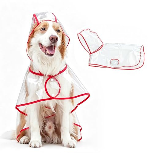 Impermeabile per Cani,S-2XL Cani Cappotto Impermeabile con Cappuccio Trasparente Adatto A Cani da Piccola a Grande Taglia, Ideale per Passeggiate Ed Escursioni Sotto La Pioggia (XXL)