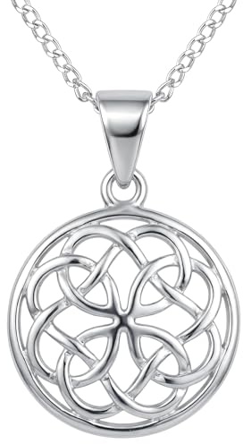 Alexander Castle Solid 925 Sterling Silver Celtic Knot Celtic Pendant Necklace for Women - Celtic Jewellery with 18 Chain and Jewellery Gift Box - 18mm