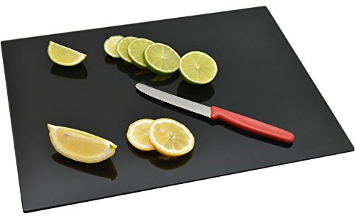 Harbour Housewares Glass Chopping Board - 40x30cm - Black - Medium Dining Place Mats Cutting Mat Worktop Saver for Kitchen Cooking, Baking, Vegetable Preparation