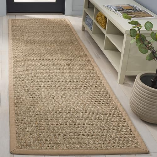 Safavieh Alfombra De Fibra Natural Sala de Estar, Comedor, Dormitorio - Natural Fiber Collection, Pelo Corto, Natural y Beige, 76 X 122 cm