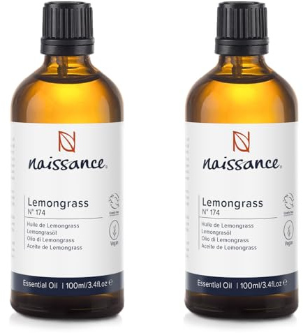 Naissance Lemongras Flexuosus Ätherisches Öl (Nr. 174) 200ml (2x100ml) - 100% Naturreines Lemongrasöl für Naturkosmetik, Aromatherapie, Duftlampe - Duftöl für Aroma Diffuser