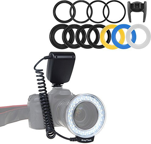Tenlacum RF-550D Macro Ring 48LED Flash Flashlight for Canon Nikon Pentax Olympus Panasonic DSLR