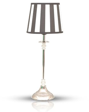 Vintage Tischlampe Landhausstil Shabby Chic Nachttischlampe mit silbernem Metallfuß & Stoffschirm Tischleuchte E27 für Schlafzimmer Wohnzimmer Flur Kleine Deko Lampe Beistelltisch Leselampe 47 cm