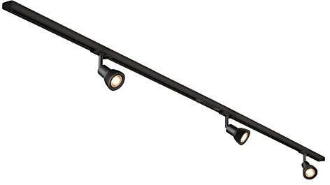 SLV LED Schienensystem PURIA, Starter Set, 1Phasen Schienen-Leuchte zur individuellen Innen-Beleuchtung, dreh- und schwenkbare Decken-Spots, Strahler-Schiene, Deckenstrahler, Decken-Lampe, 3x GU10