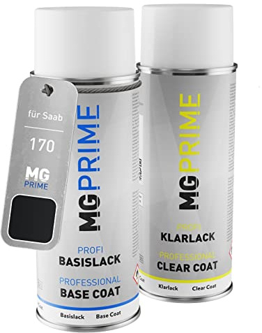 MG PRIME Billack sprayburk för Saab 170 / 2QU Svart/Black + klarlack