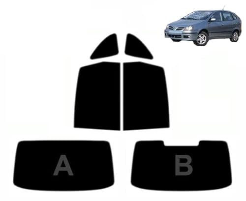 Passgenaue Tönungsfolie für-Nissan Almera Tino 5-Türen 2000-2006 Heck/Seitenscheiben (50% Hellschwarz, A)