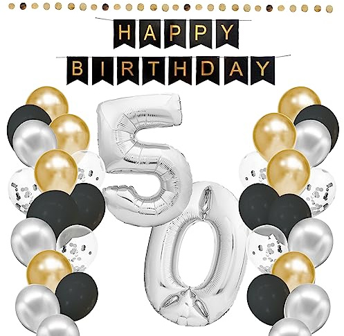 envami® Geburtstagsdeko 50 Geburtstag Deko - 50. Geburtstag Männer Frauen - Party Deko - Luftballons 50 - Happy Birthday Girlande Ballons - Birthday Decorations