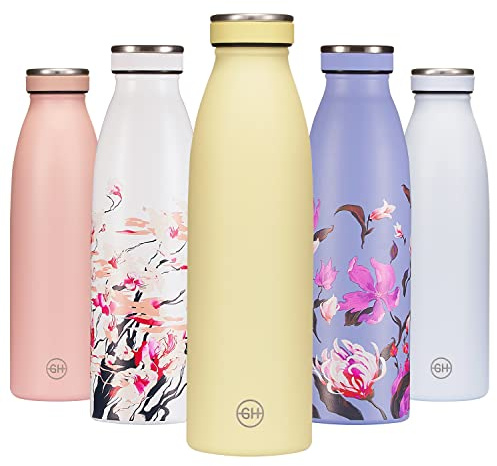 B2DO for GH Botella de Agua acero Inoxidable 500ml Naranja Iris Amarillo | Frasco de Agua de Metal Reutilizable | Botella Termica Doble pared al vacío | Botella de bebida Sin BPA, Antigoteo y ​Fugas