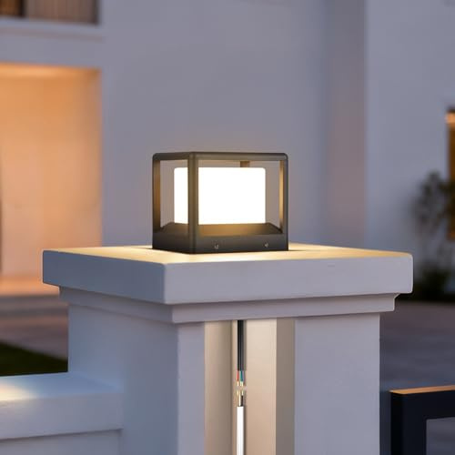 MVBT 7.1 Outdoor Post Lights, Pillar Lights Hard Wired, AC100-240V Modern Column Light, Waterproof Fence Deck Cap Lamp Fixture, 3000K Landscape Lighting for Outside Patio Garden Gate Posts