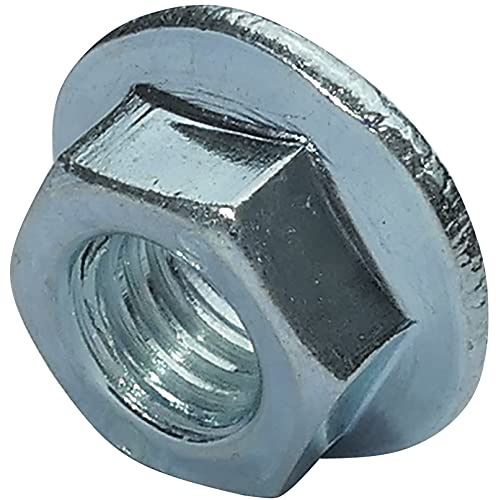 AERZETIX Tuercas Hexagonales con Brida Dentada M5 Ø11mm, 250 Piezas | Acero al Carbono, Autoblocante, Tuerca de Seguridad, C49642