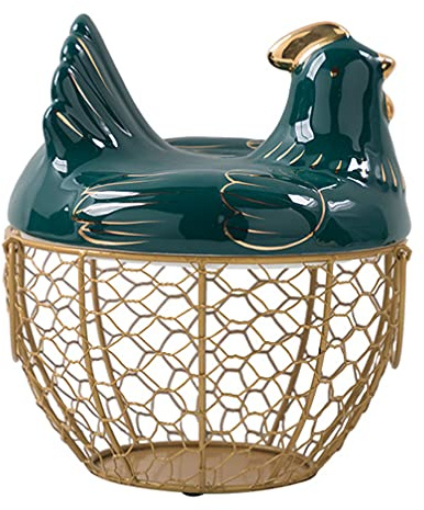 YARNOW Métal Oeuf Panier De Poulet en Céramique Top Oeuf Coquetier Contenant Fruits Légumes Panier pour pour La Collecte des Oufs De Poule