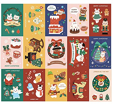 GIVBRO Weihnachts-Grußkarten Vintage Weihnachtselemente Antike Postkarten-Set Wanddekoration 30 Stück