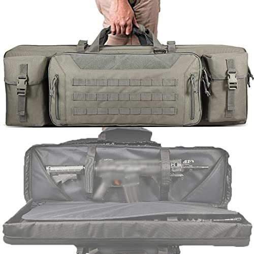 kubeier Waffentasche Gun Bag, Langwaffentasche/Futteral, 90cm/107cm Double Rifle Bag mit Pouches Compartments, Futteral Langwaffen Waffentasche Gewehrtasche, Ganz Einfach zu Tragen,Grey-36in/90cm