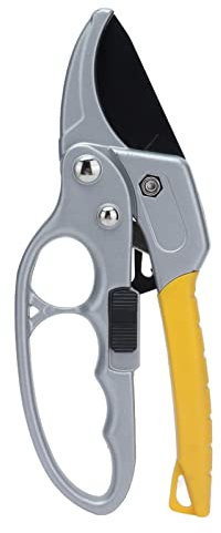 Tijeras de podar de trinquete, podadoras de jardín Tijeras de podar de trinquete alemanas, herramientas de jardinería 2 en 1 con mango ergonómico que absorbe los golpes para recortar rosas, flores, ár