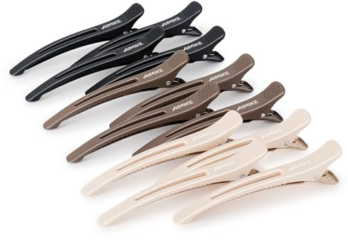 AIMIKE Haarklammern Friseur, No-Trace Abteilklammern Friseur, 12 Pcs Erdtöne