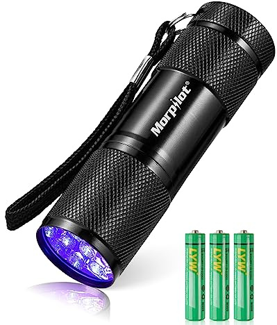Morpilot Black Light Flashlight Mini UV Flashlight: 395nm Blacklight Flashlights, 9 Led Pet Urine Detector Light for Dog/Cat, Dry Stains, Resin Curing, Bed Bug