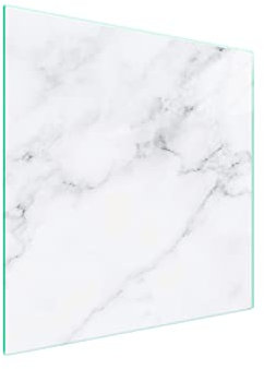 DarHaus Plaque de recouvrement, 50 x 52 cm, en verre, pour cuisinières électrique, à induction, convient comme décoration, protection anti-éclaboussures ou planche à découper, Marbre Blanc