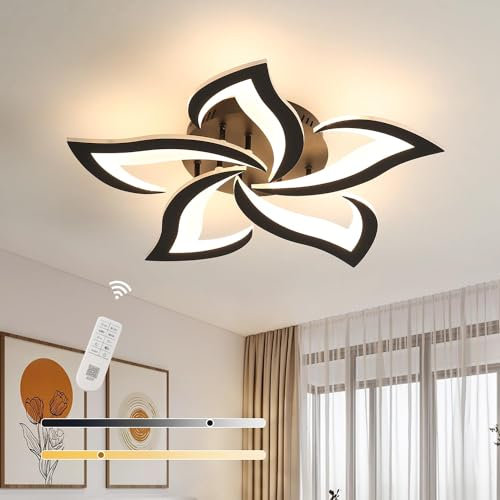 Comely Plafoniera LED Soffitto Dimmerabile, 40W Lampada da Soffitto 5 Petali, Lampadario LED Soffitto con Telecomando/APP per Camera da Letto, Soggiorno, Sala da Pranzo, 3000K-6500K