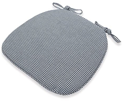 JORAsa Küchenstuhl-Pads rutschfestes 6er-Set, Esszimmerstuhl-Kissen, 6er-Pack Leinen, Sitzkissen im Landhausstil für Küchenstühle mit Bändern, abnehmbare, schmutzabweisende, Karierte Sitzpolster b