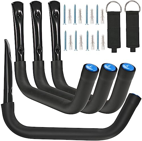 Locawaya 38cm Wall Mount Kayak Storage Rack, 4 Pack Kayak Storage Hanger, Kayak Storage Hooks for Canoe, Surfboard, Snowboard, 45kg Capacity