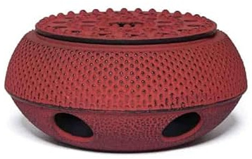 MAOCI Stövchen aus Gusseisen weinrot | Japanisches Arare Design | Teewärmer & Untersetzer für Eisen Teekannen